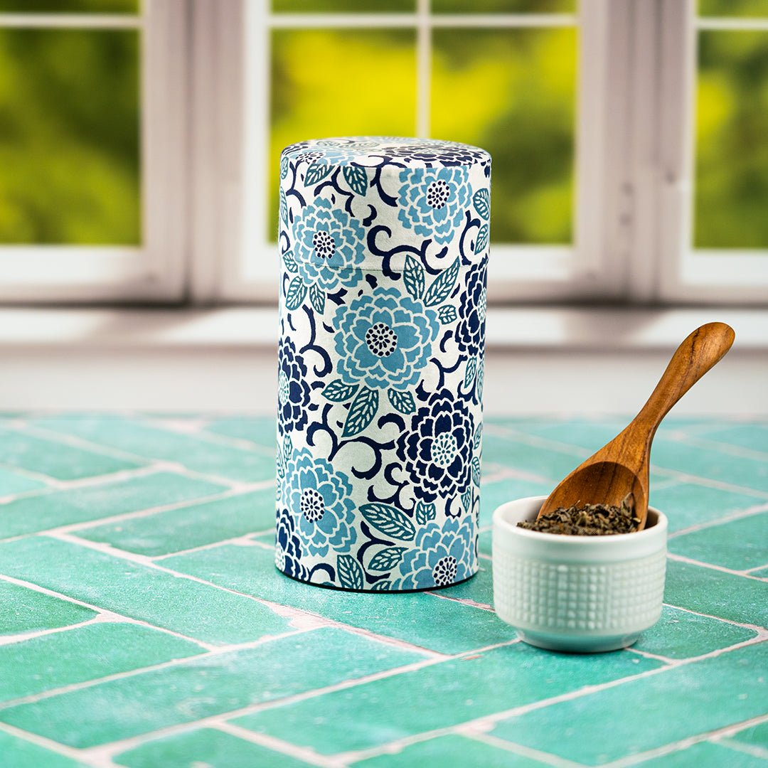 Japanese Tea Canister -Blue  Blossoms