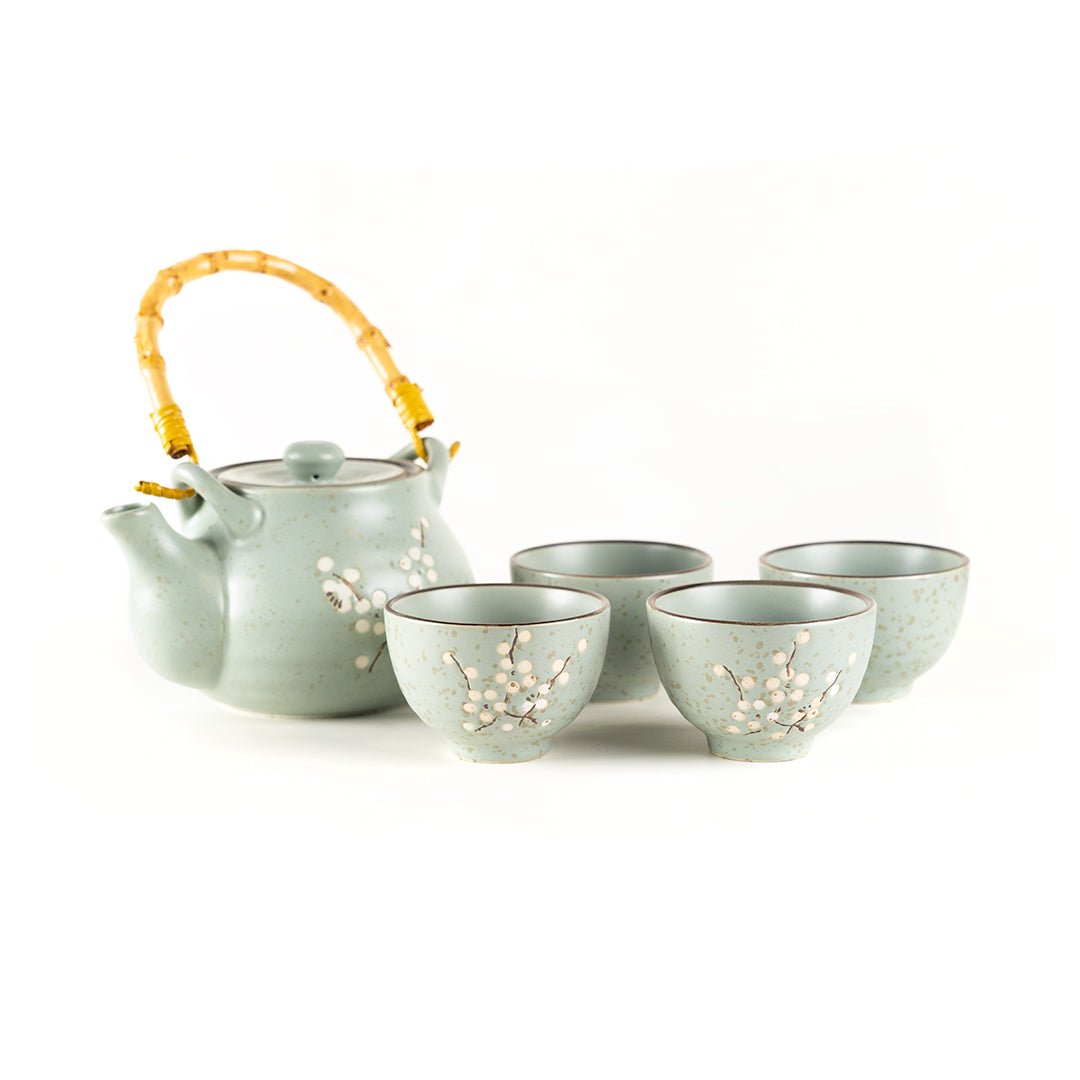 Jade Blossom Ceramic Tea Set