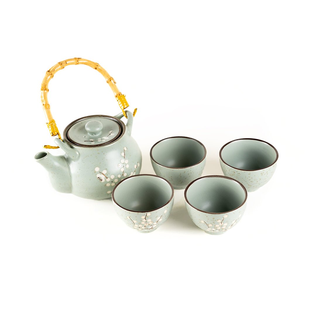 Jade Blossom Ceramic Tea Set