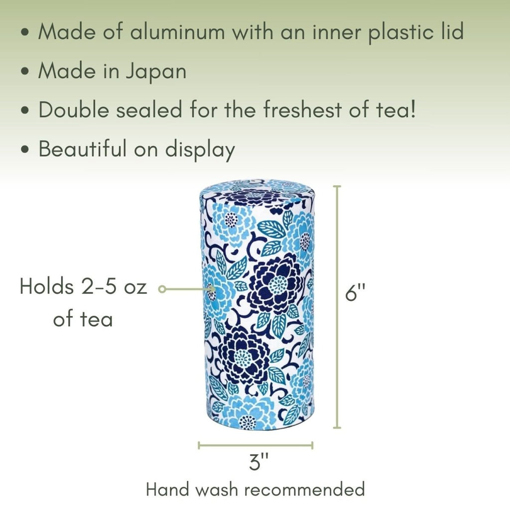 Japanese Tea Canister -Blue  Blossoms