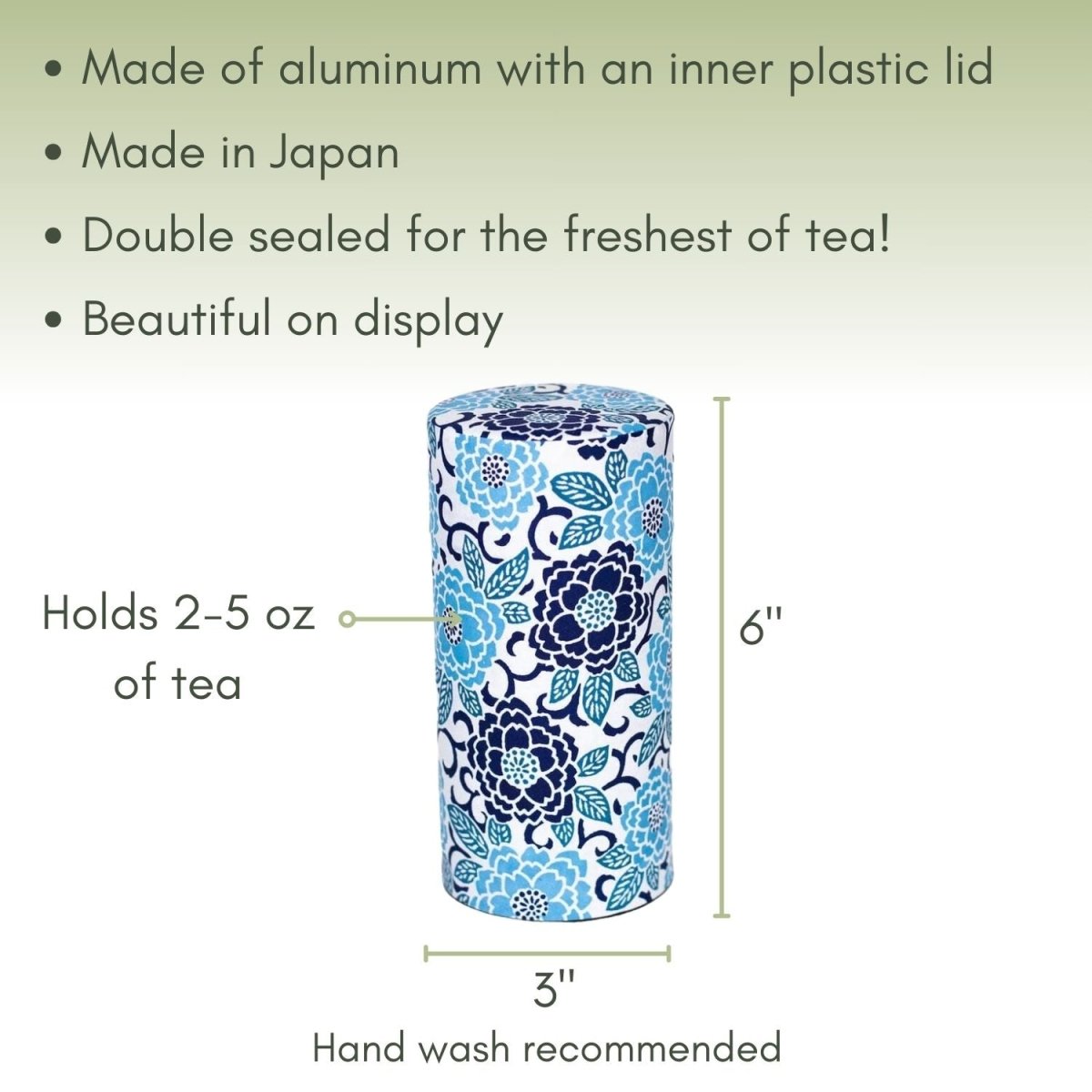 Japanese Tea Canister -Blue  Blossoms