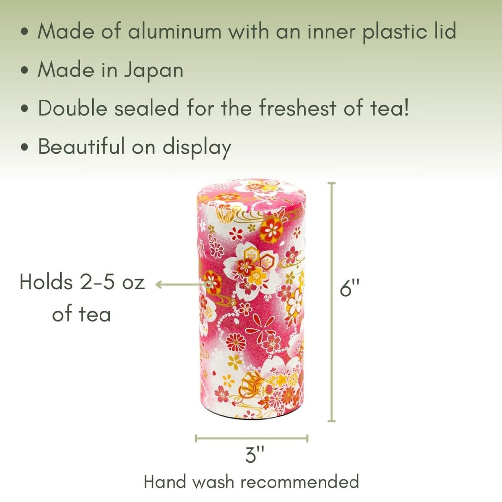 Japanese Tea Canister - Pink Flowers